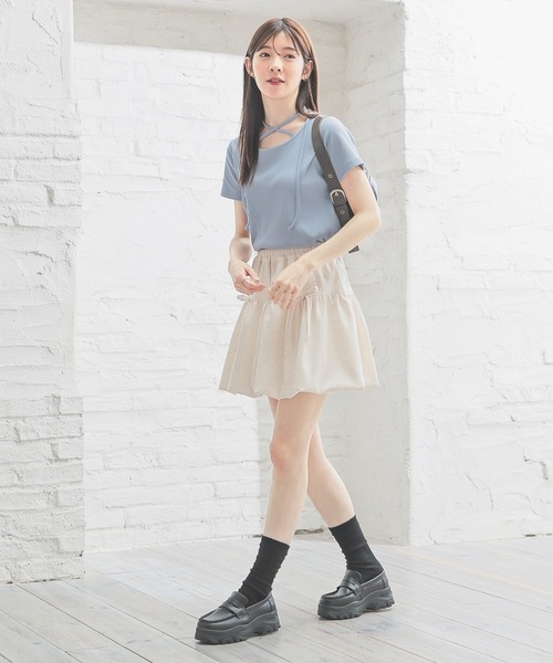 Honeys(ハニーズ)の「バルーンミニスカート(スカート・レディース・ブラック/アイボリー/杢グレー・SS/S/M/L)」の5枚目の写真