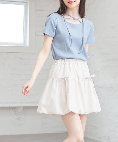 Honeys(ハニーズ)の「バルーンミニスカート(スカート・レディース・ブラック/アイボリー/杢グレー・SS/S/M/L)」の9枚目の写真