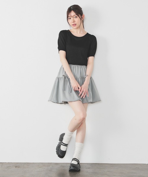 Honeys(ハニーズ)の「バルーンミニスカート(スカート・レディース・ブラック/アイボリー/杢グレー・SS/S/M/L)」の13枚目の写真
