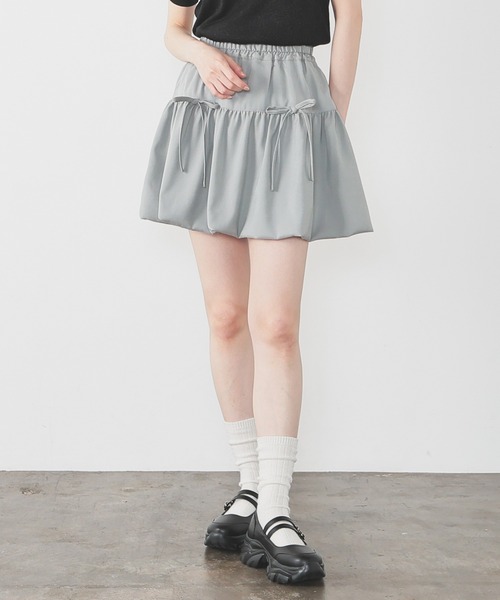 Honeys(ハニーズ)の「バルーンミニスカート(スカート・レディース・ブラック/アイボリー/杢グレー・SS/S/M/L)」の14枚目の写真
