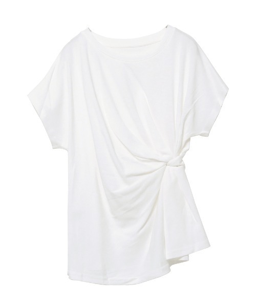 tシャツ ツイストドレープTシャツ レディース セール】ツイストドレープデザイン半袖Tシャツ（Tシャツ