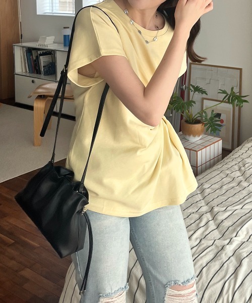 tシャツ ツイストドレープTシャツ レディース セール】ツイストドレープデザイン半袖Tシャツ（Tシャツ
