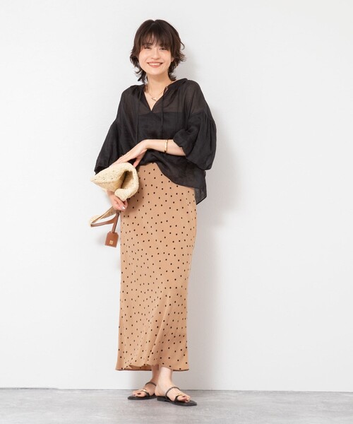 NOLLEY’S（ノーリーズ）の「ウォッシャブルドットプリントナロースカート（スカート・レディース・ブルー系その他7/ブラウン系その他・38/36）」の16枚目の写真