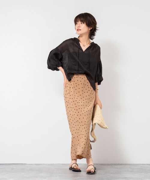 NOLLEY’S（ノーリーズ）の「ウォッシャブルドットプリントナロースカート（スカート・レディース・ブルー系その他7/ブラウン系その他・38/36）」の17枚目の写真