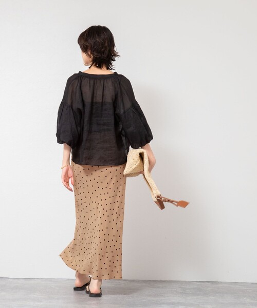 NOLLEY’S（ノーリーズ）の「ウォッシャブルドットプリントナロースカート（スカート・レディース・ブルー系その他7/ブラウン系その他・38/36）」の19枚目の写真