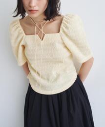 gather puff jersey tops