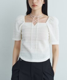 CODE A（コードエー）の「gather puff jersey tops（Tシャツ/カットソー）」