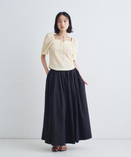 CODE A（コードエー）の「gather puff jersey tops（Tシャツ/カットソー・レディース・ホワイト/ライトイエロー系/ネイビー/ライトブルー・00）」の6枚目の写真