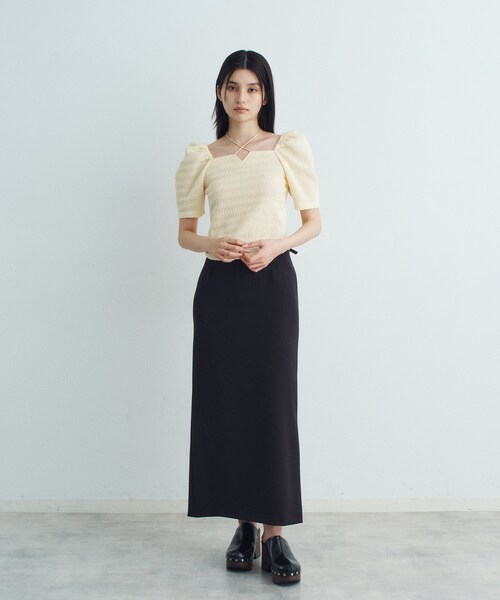 CODE A（コードエー）の「gather puff jersey tops（Tシャツ/カットソー・レディース・ホワイト/ライトイエロー系/ネイビー/ライトブルー・00）」の9枚目の写真