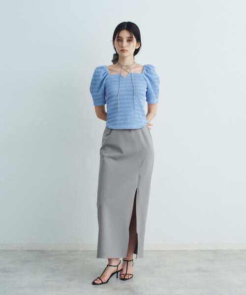 CODE A（コードエー）の「gather puff jersey tops（Tシャツ/カットソー・レディース・ホワイト/ライトイエロー系/ネイビー/ライトブルー・00）」の12枚目の写真