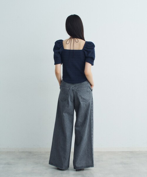 CODE A（コードエー）の「gather puff jersey tops（Tシャツ/カットソー・レディース・ホワイト/ライトイエロー系/ネイビー/ライトブルー・00）」の17枚目の写真