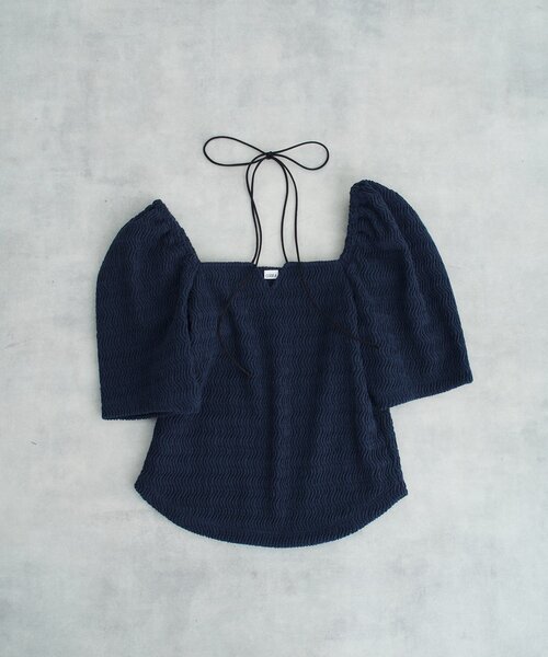 CODE A（コードエー）の「gather puff jersey tops（Tシャツ/カットソー・レディース・ホワイト/ライトイエロー系/ネイビー/ライトブルー・00）」の18枚目の写真
