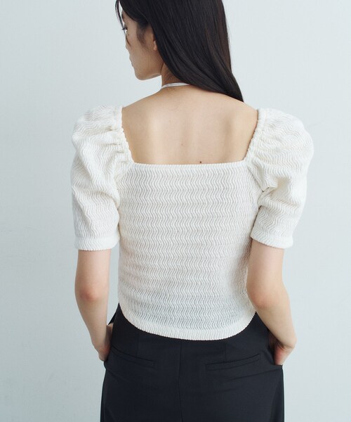 CODE A（コードエー）の「gather puff jersey tops（Tシャツ/カットソー・レディース・ホワイト/ライトイエロー系/ネイビー/ライトブルー・00）」の19枚目の写真