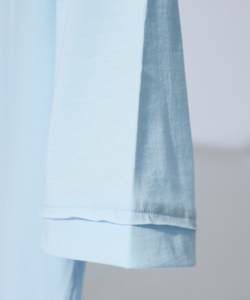 DESIGNWORKS(デザインワークス)の「【ハイツイスト】天竺 カットオフ VネックTシャツ / 接触冷感 / 吸水速乾(Tシャツ/カットソー・メンズ・サックスブルー/ピンク/モカ・46/48/50)」の8枚目の写真