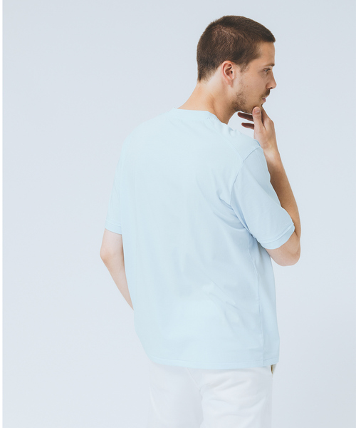 DESIGNWORKS(デザインワークス)の「【ハイツイスト】天竺 カットオフ VネックTシャツ / 接触冷感 / 吸水速乾(Tシャツ/カットソー・メンズ・サックスブルー/ピンク/モカ・46/48/50)」の12枚目の写真