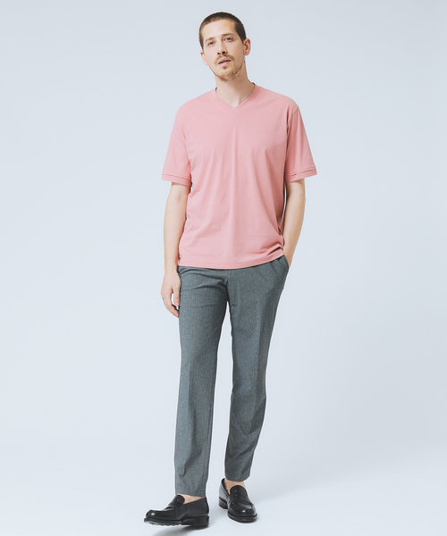 DESIGNWORKS(デザインワークス)の「【ハイツイスト】天竺 カットオフ VネックTシャツ / 接触冷感 / 吸水速乾(Tシャツ/カットソー・メンズ・サックスブルー/ピンク/モカ・46/48/50)」の15枚目の写真
