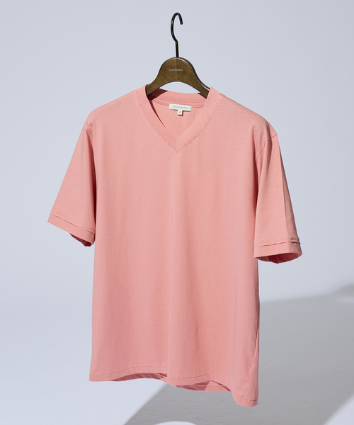 DESIGNWORKS(デザインワークス)の「【ハイツイスト】天竺 カットオフ VネックTシャツ / 接触冷感 / 吸水速乾(Tシャツ/カットソー・メンズ・サックスブルー/ピンク/モカ・46/48/50)」の17枚目の写真