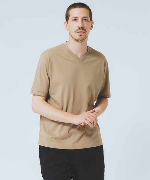 DESIGNWORKS(デザインワークス)の「【ハイツイスト】天竺 カットオフ VネックTシャツ / 接触冷感 / 吸水速乾(Tシャツ/カットソー・メンズ・サックスブルー/ピンク/モカ・46/48/50)」の19枚目の写真
