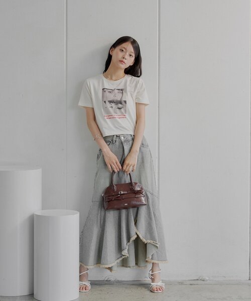 Chico（チコ）の「フォトチビT（Tシャツ/カットソー・レディース・ベージュ/ピンク/ホワイト/ブラック・FREE）」の8枚目の写真