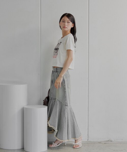 Chico（チコ）の「フォトチビT（Tシャツ/カットソー・レディース・ベージュ/ピンク/ホワイト/ブラック・FREE）」の9枚目の写真