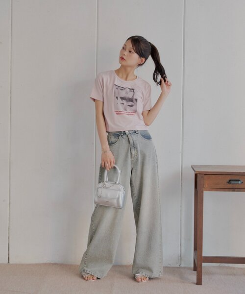 Chico（チコ）の「フォトチビT（Tシャツ/カットソー・レディース・ベージュ/ピンク/ホワイト/ブラック・FREE）」の14枚目の写真