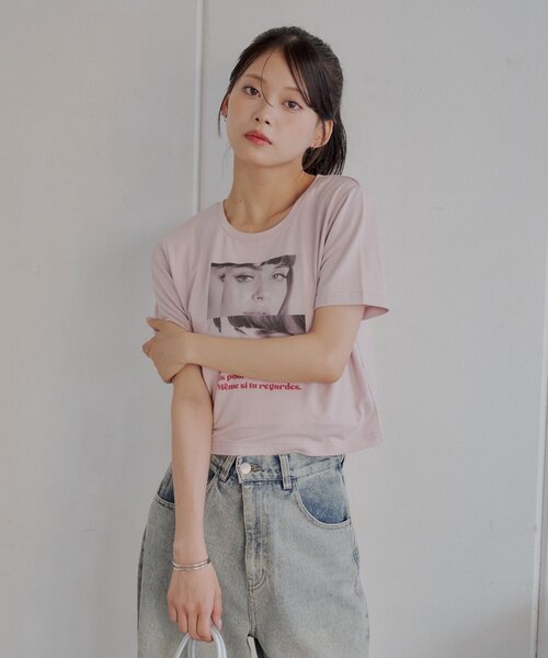 Chico（チコ）の「フォトチビT（Tシャツ/カットソー・レディース・ベージュ/ピンク/ホワイト/ブラック・FREE）」の17枚目の写真