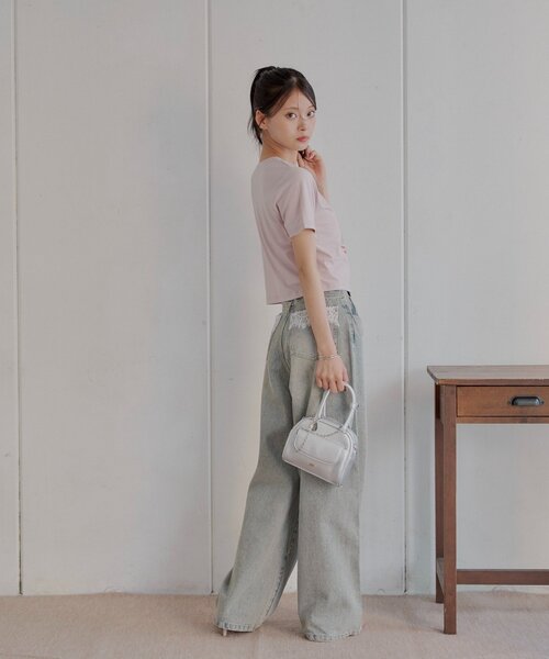 Chico（チコ）の「フォトチビT（Tシャツ/カットソー・レディース・ベージュ/ピンク/ホワイト/ブラック・FREE）」の18枚目の写真