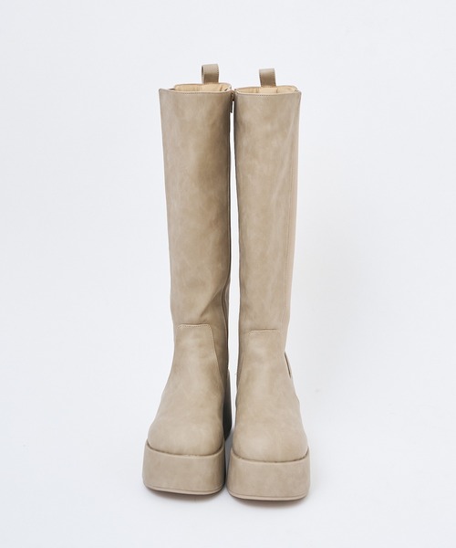 マイナス3キロ見え】サイドゴアボリュームソールロングブーツ（ブーツ