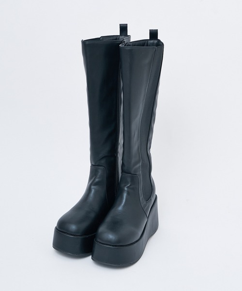 マイナス3キロ見え】サイドゴアボリュームソールロングブーツ（ブーツ