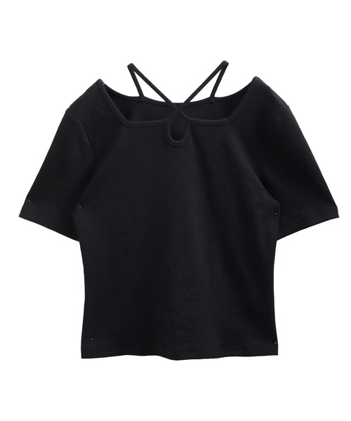 SUNFLOWER EIGHT（サンフラワーエイト）の「クロスデザインカットソー（Tシャツ/カットソー・レディース・ホワイト/ピンク/ブラック/カーキ・S/M/L）」の9枚目の写真