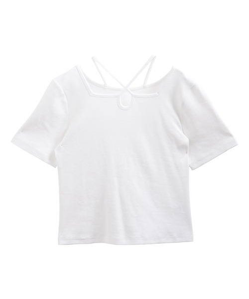 SUNFLOWER EIGHT（サンフラワーエイト）の「クロスデザインカットソー（Tシャツ/カットソー・レディース・ホワイト/ピンク/ブラック/カーキ・S/M/L）」の10枚目の写真