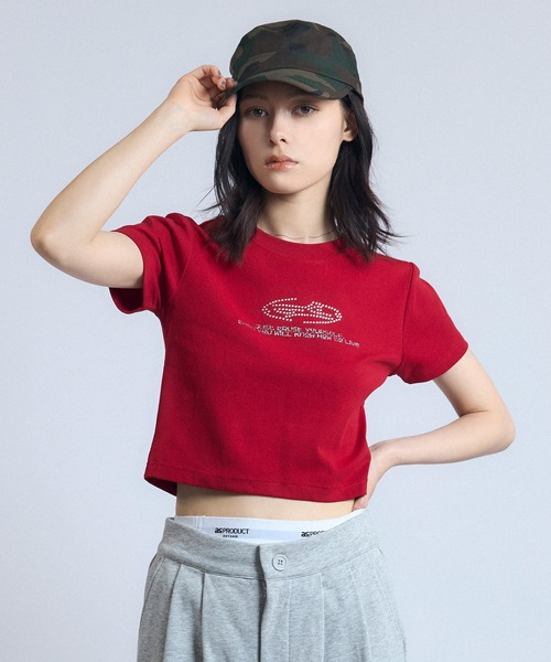 セール】ロゴラインストーンミニT（Tシャツ/カットソー