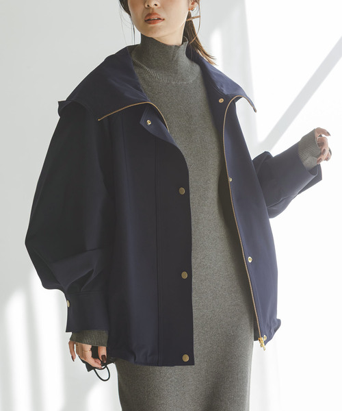 Noble（ノーブル）の「《追加》ハイツイストダブルクロスフーディブルゾン（その他アウター・レディース・モカ/ブラウン/ネイビー・36/38）」の6枚目の写真