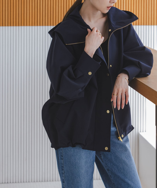 Noble（ノーブル）の「《追加》ハイツイストダブルクロスフーディブルゾン（その他アウター・レディース・モカ/ブラウン/ネイビー・36/38）」の18枚目の写真