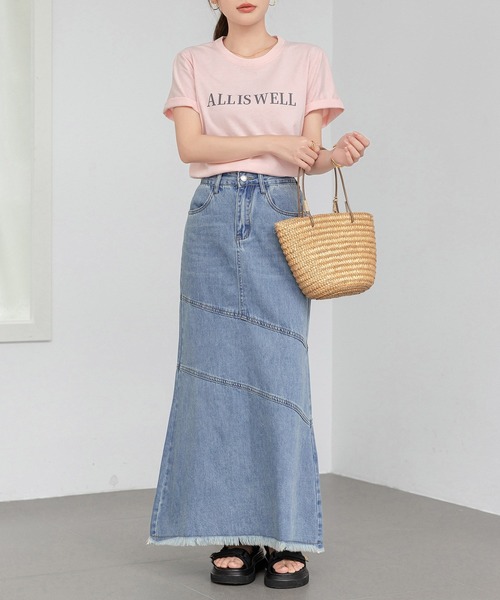 DAY CLOSET（デイ クローゼット）の「【大きいサイズ有】程よいくびれライン。斜め切り替え×フリンジデニムマーメイドスカート  レディース（デニムスカート・レディース・ライトブルー/ブルー/グレー/ブラック・S/M/L/XL）」の17枚目の写真