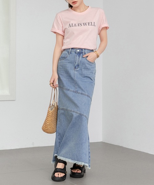 DAY CLOSET（デイ クローゼット）の「【大きいサイズ有】程よいくびれライン。斜め切り替え×フリンジデニムマーメイドスカート  レディース（デニムスカート・レディース・ライトブルー/ブルー/グレー/ブラック・S/M/L/XL）」の18枚目の写真