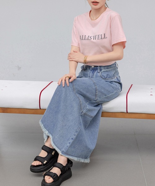 DAY CLOSET（デイ クローゼット）の「【大きいサイズ有】程よいくびれライン。斜め切り替え×フリンジデニムマーメイドスカート  レディース（デニムスカート・レディース・ライトブルー/ブルー/グレー/ブラック・S/M/L/XL）」の19枚目の写真