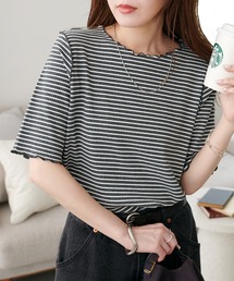 配色リブメロー5分袖《WEB限定カラーあり》