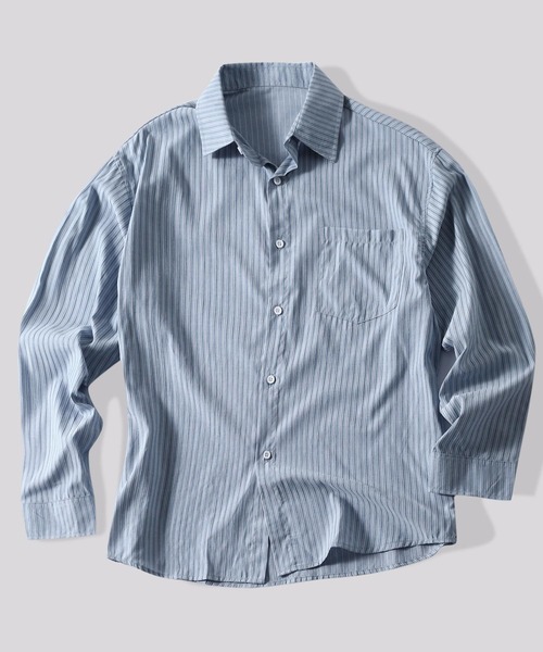 TOBEE(トゥビー)の「【TOBEE】ルーズフィット ピンストライプ レギュラーシャツ(シャツ/ブラウス・メンズ・ブルー・MEDIUM/LARGE/X-LARGE/SMALL)」の14枚目の写真