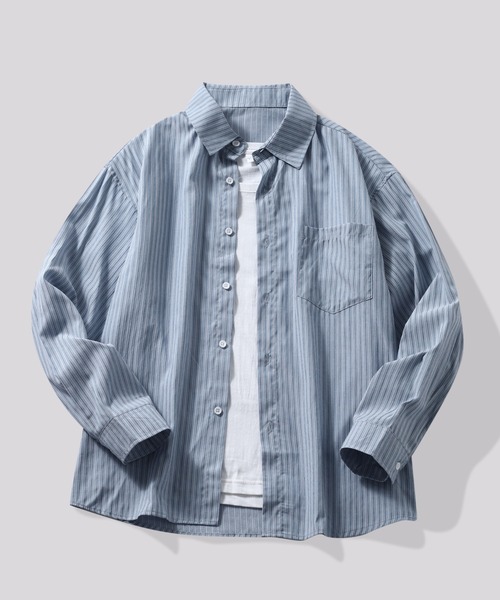 TOBEE(トゥビー)の「【TOBEE】ルーズフィット ピンストライプ レギュラーシャツ(シャツ/ブラウス・メンズ・ブルー・MEDIUM/LARGE/X-LARGE/SMALL)」の16枚目の写真