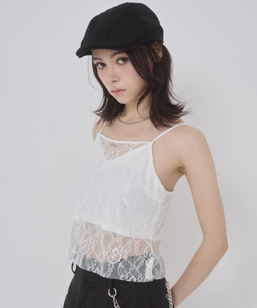 ENVYM（アンビー）の「【Aimi×ENVYM】レースキャミソール（キャミソール・レディース・ブラック/ホワイト・FREE）」の6枚目の写真