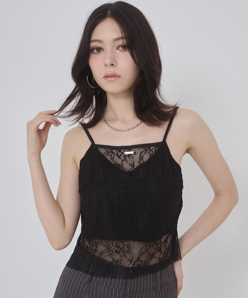 ENVYM（アンビー）の「【Aimi×ENVYM】レースキャミソール（キャミソール・レディース・ブラック/ホワイト・FREE）」の12枚目の写真