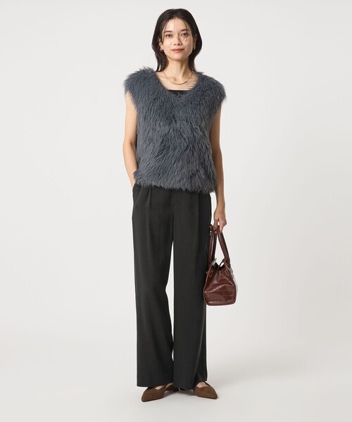 green label relaxing（グリーンレーベルリラクシング）の「［size SHORT/TALLあり］パウダリー ワイド パンツ（その他パンツ・レディース・ライトグレー/ブラック/モカ・40/38/36/34/SHORT/TALL）」の19枚目の写真