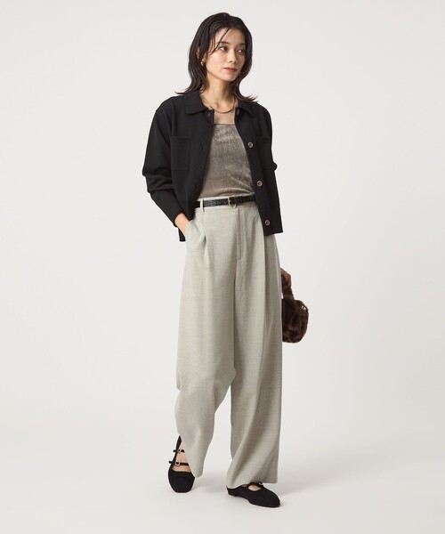 green label relaxing（グリーンレーベルリラクシング）の「［size SHORT/TALLあり］パウダリー ワイド パンツ（その他パンツ・レディース・ライトグレー/ブラック/モカ・40/38/36/34/SHORT/TALL）」の16枚目の写真