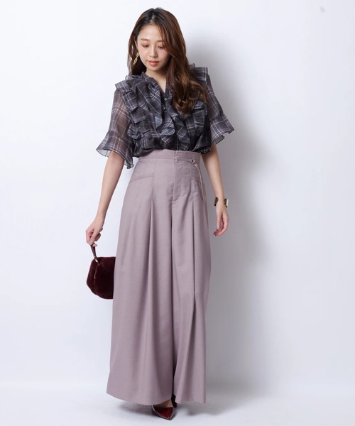 JUSGLITTY（ジャスグリッティー）の「シアーチェックブラウス（シャツ/ブラウス・レディース・ブルー/ピンク・1/2）」の12枚目の写真