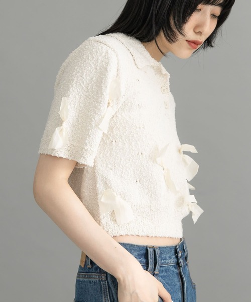 WEB限定』シャツカラーリボンニット（ニット/セーター）｜KBF