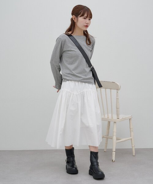 DISCOAT(ディスコート)の「【umm.】バックオープンボーダープルオーバー(Tシャツ/カットソー・レディース・グレー/ピンク/サックスブルー・FREE)」の6枚目の写真