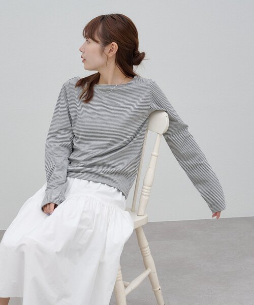 DISCOAT(ディスコート)の「【umm.】バックオープンボーダープルオーバー(Tシャツ/カットソー・レディース・グレー/ピンク/サックスブルー・FREE)」の11枚目の写真