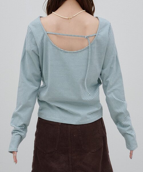 DISCOAT(ディスコート)の「【umm.】バックオープンボーダープルオーバー(Tシャツ/カットソー・レディース・グレー/ピンク/サックスブルー・FREE)」の18枚目の写真