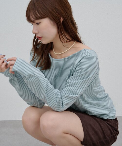DISCOAT(ディスコート)の「【umm.】バックオープンボーダープルオーバー(Tシャツ/カットソー・レディース・グレー/ピンク/サックスブルー・FREE)」の21枚目の写真